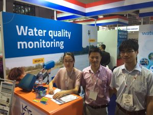  Fame Instruments team at the Dutch Pavillion at the Aquatech Shanghai 2016. From left to right: Aloë Feng, Kelvin Lee and Yi Feng Tan. 